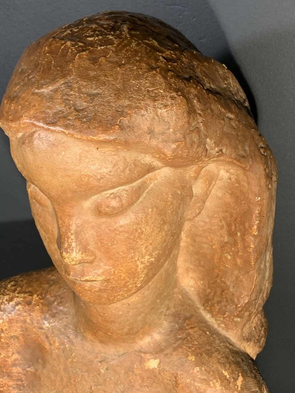 Harry Elstrom Expressionistische Sculptuur Naked Woman Bust Uniek